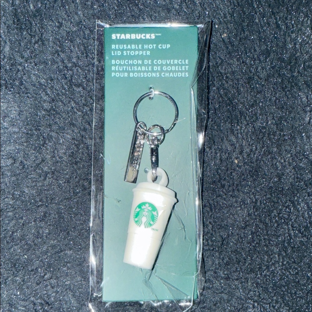 Starbucks White Cup Keychain with Silver Chain